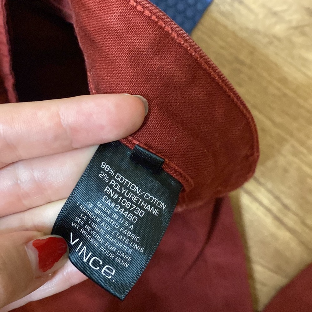 Vince Red Skinny Jeans Size 29 View 4